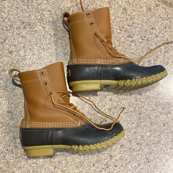 L. L. Bean Boots 8” Tan Brown 6M BM Waterproof Bottoms Duck Boots - Picture 8 of 17